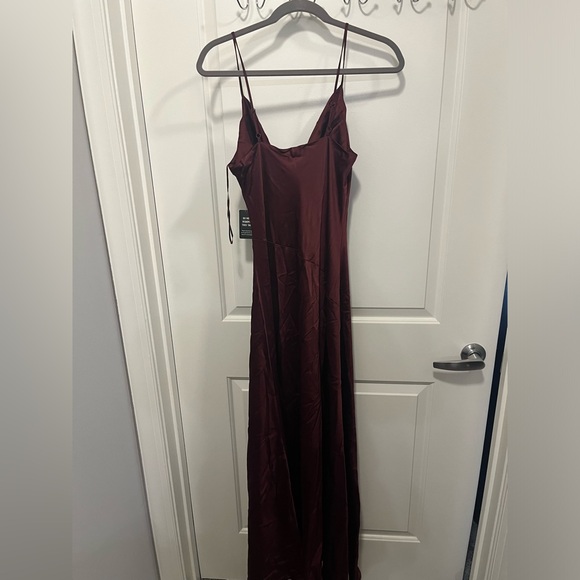 Express Burgundy Satin Style Cowl Neck Dress - Picture 3 of 5